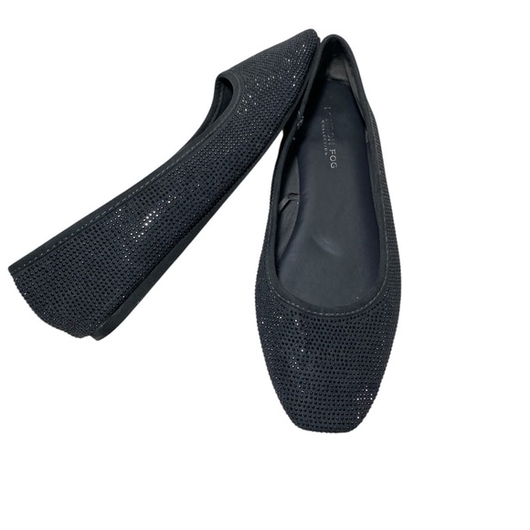 London Fog Black Rhinestone Ballet Flats Sz-8 - Picture 1 of 7